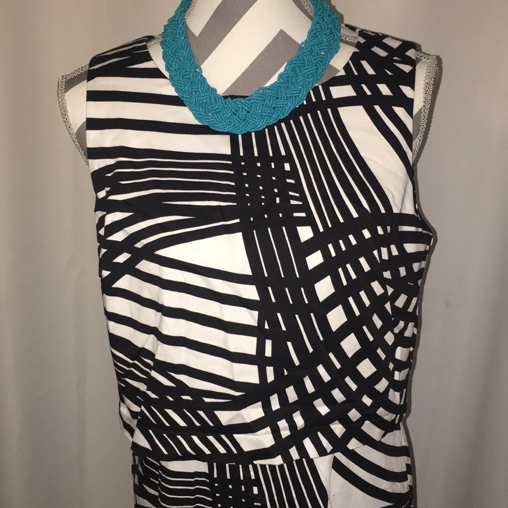 Spence White  Black Geometric Twofer Dress